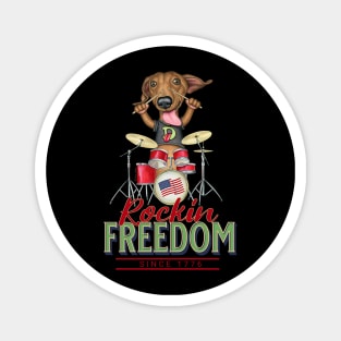 Funny cute Doxie rocking drums music Dachshund  mom dad gift Magnet